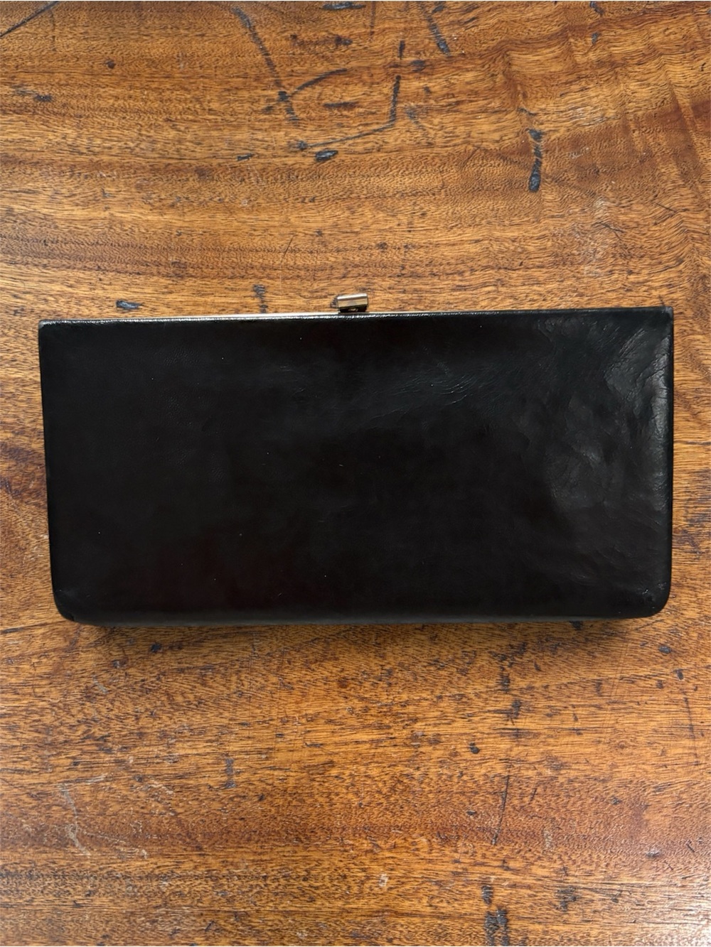 Vintage 50s Black Accordion Clutch Gold Frame Purse